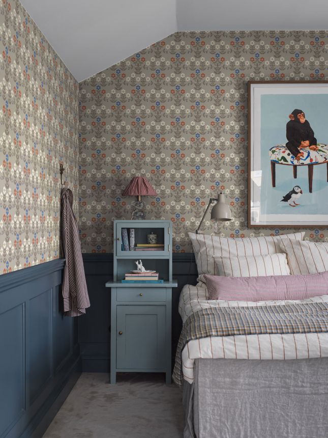 Wallpaper, grey-brown, flowers, 4813, New Heritage, Borastapeter