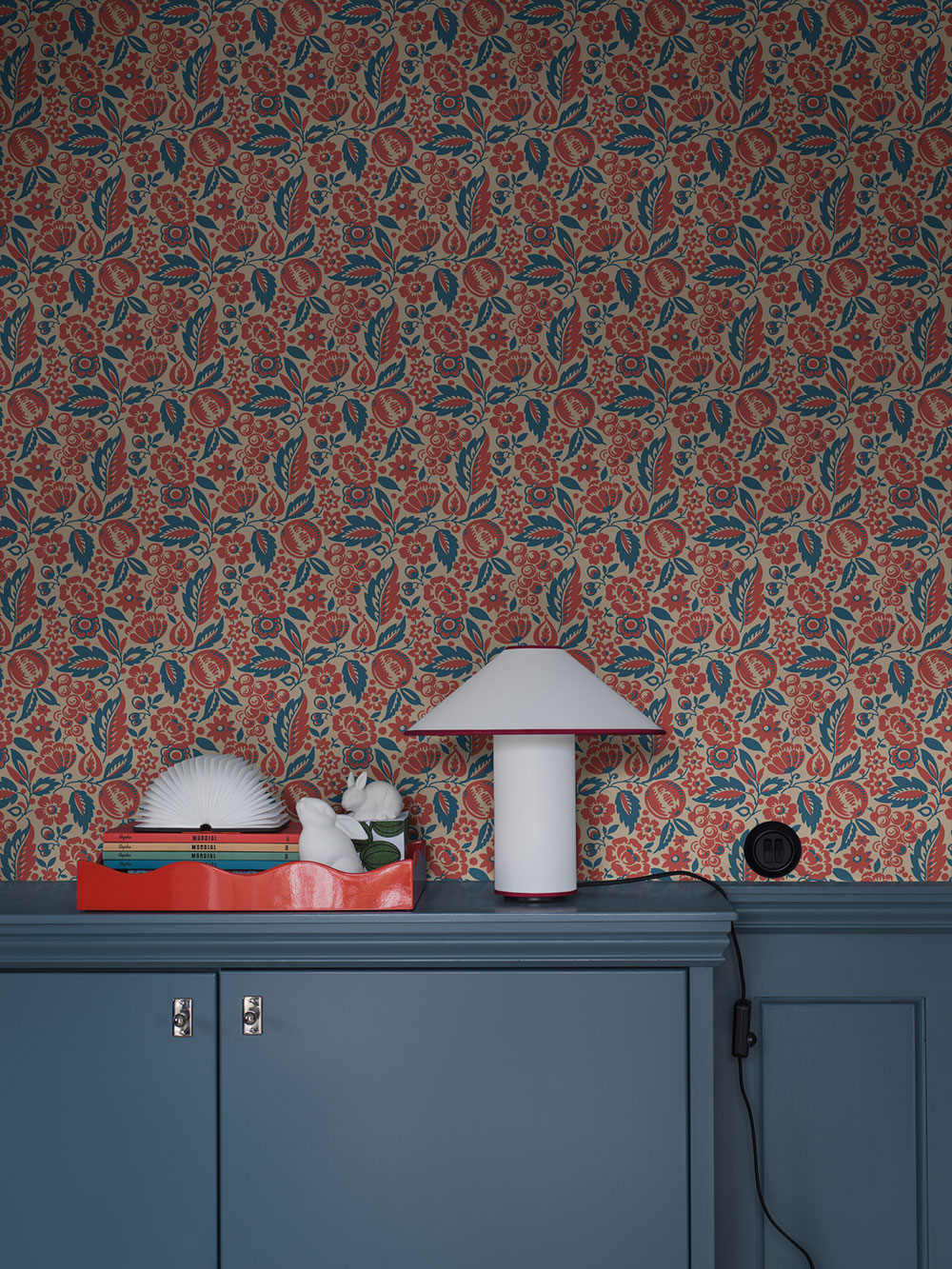 Wallpaper, blue-red, flowers, 4816, New Heritage, Borastapeter