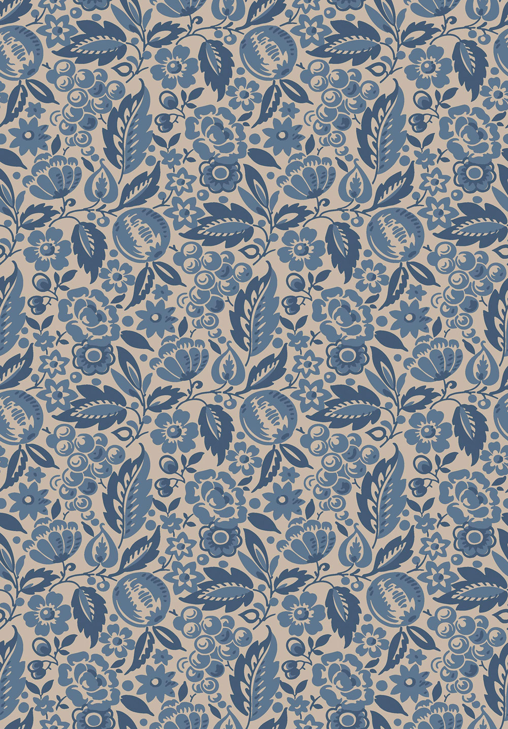Wallpaper, blue, flowers, 4817, New Heritage, Borastapeter
