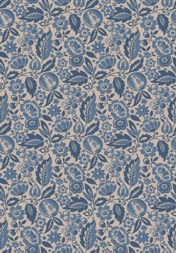 Wallpaper, blue, flowers, 4817, New Heritage, Borastapeter