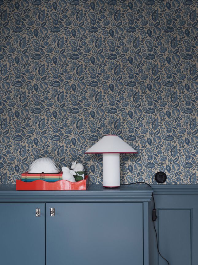 Wallpaper, blue, flowers, 4817, New Heritage, Borastapeter
