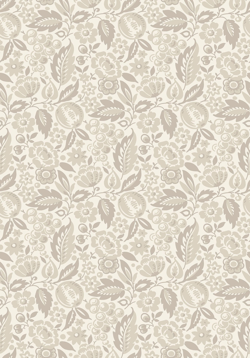 Wallpaper, beige-grey, flowers, 4818, New Heritage, Borastapeter