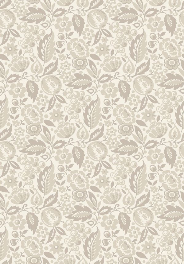 Wallpaper, beige-grey, flowers, 4818, New Heritage, Borastapeter
