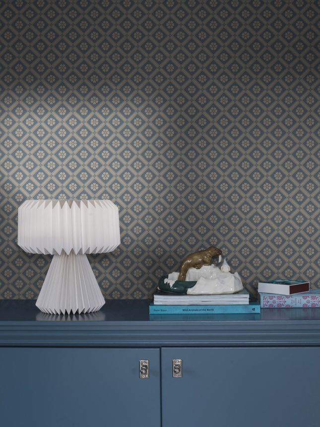 Wallpaper, blue, flowers, 4820, New Heritage, Borastapeter