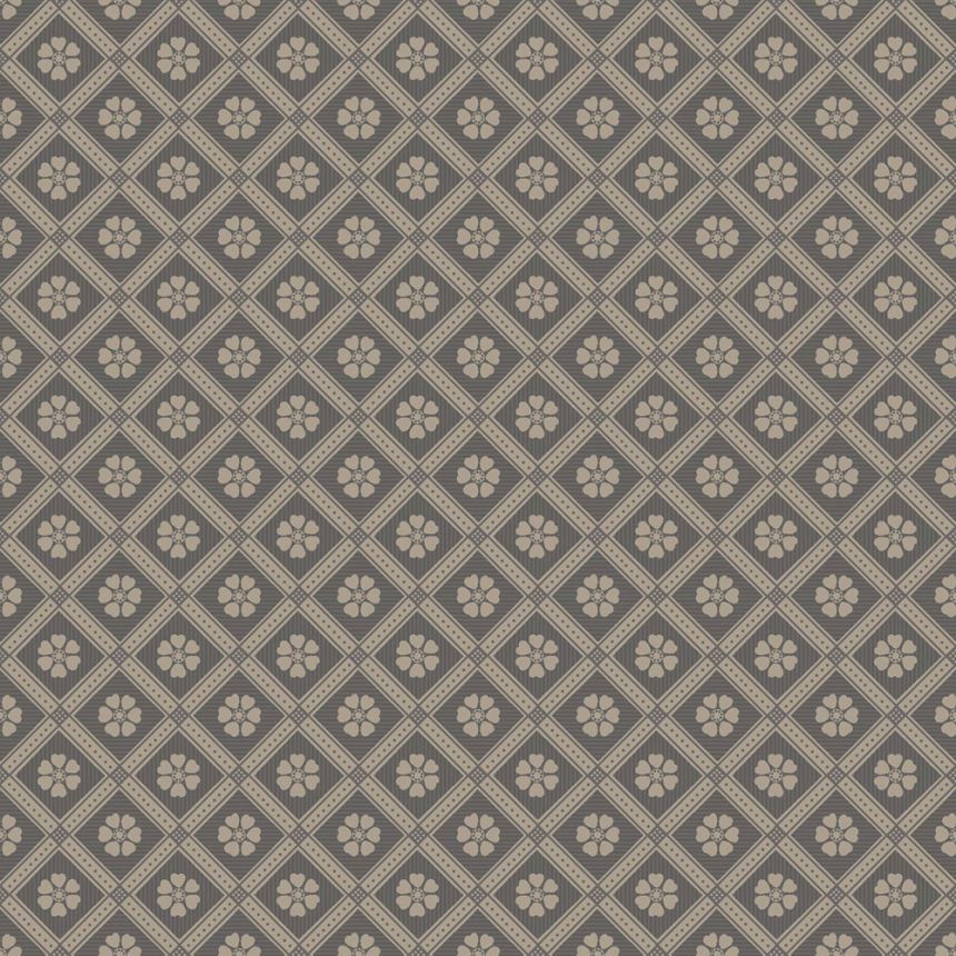 Wallpaper, grey-black, flowers, 4821, New Heritage, Borastapeter