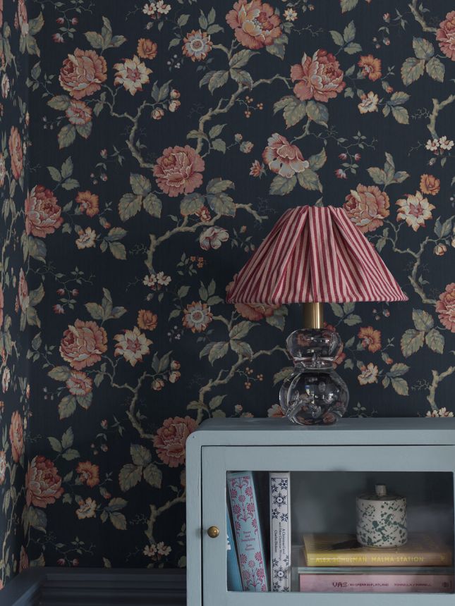 Wallpaper, blue, flowers, 4825, New Heritage, Borastapeter