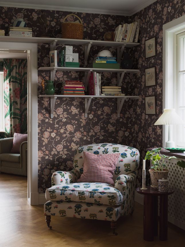 Wallpaper, brown, flowers, 4827, New Heritage, Borastapeter