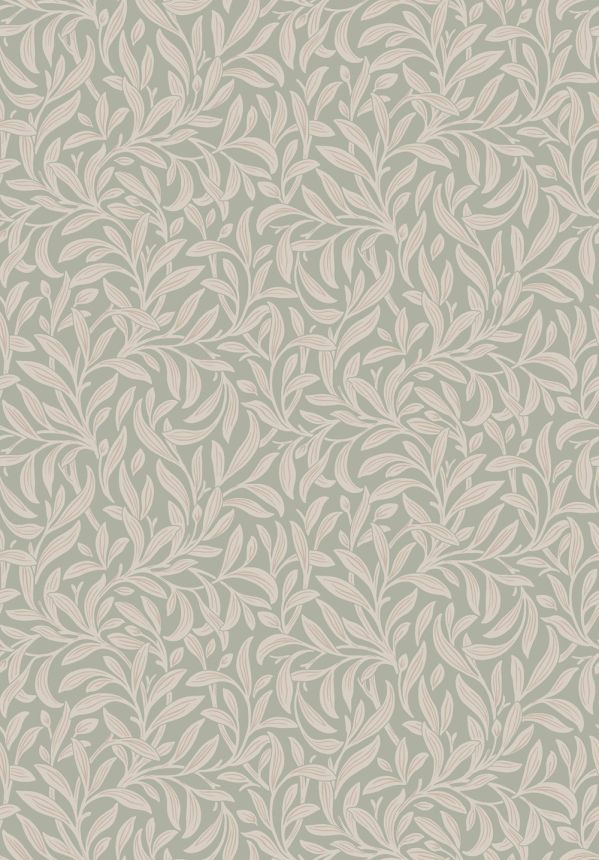 Wallpaper, grey-green, leaves, 4829, New Heritage, Borastapeter