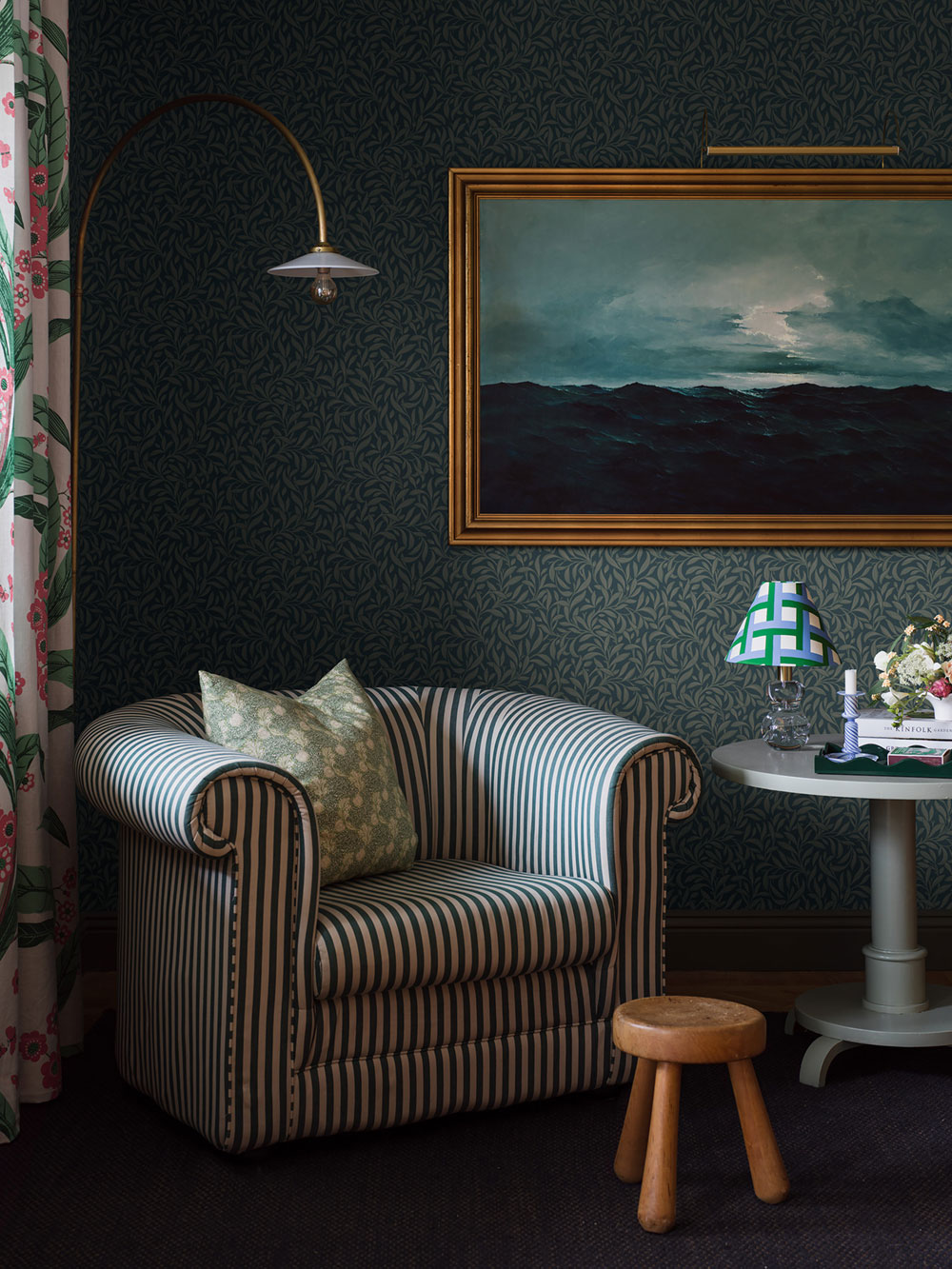 Wallpaper, blue-green, leaves, 4830, New Heritage, Borastapeter