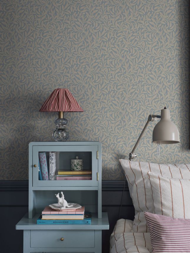 Wallpaper, blue, leaves, 4831, New Heritage, Borastapeter