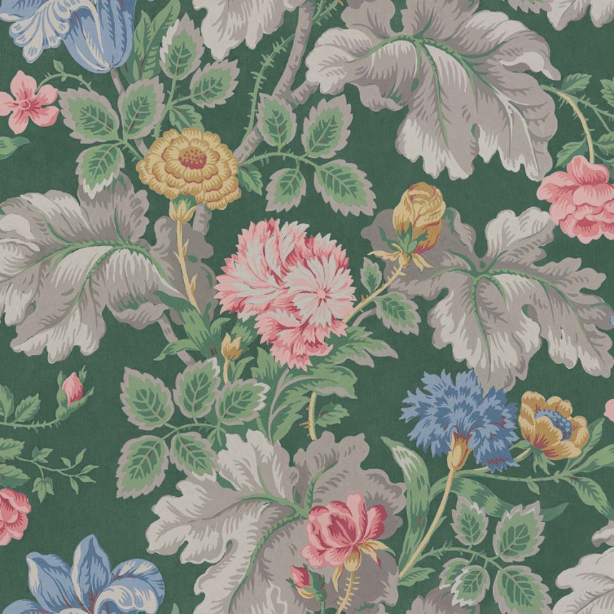 Wallpaper, green, flowers, 4834, New Heritage, Borastapeter