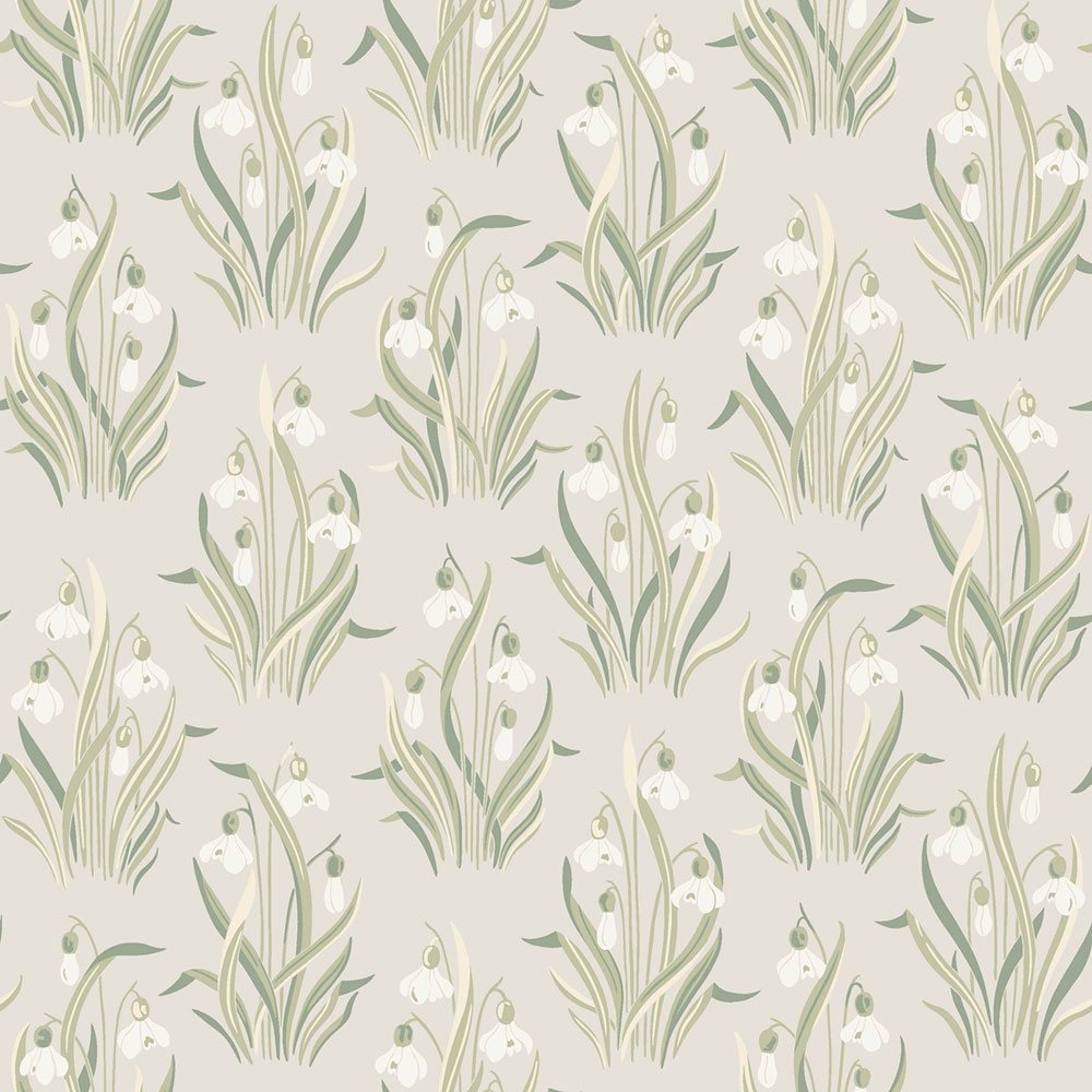Wallpaper, beige, flowers, snowdrops, 4835, New Heritage, Borastapeter