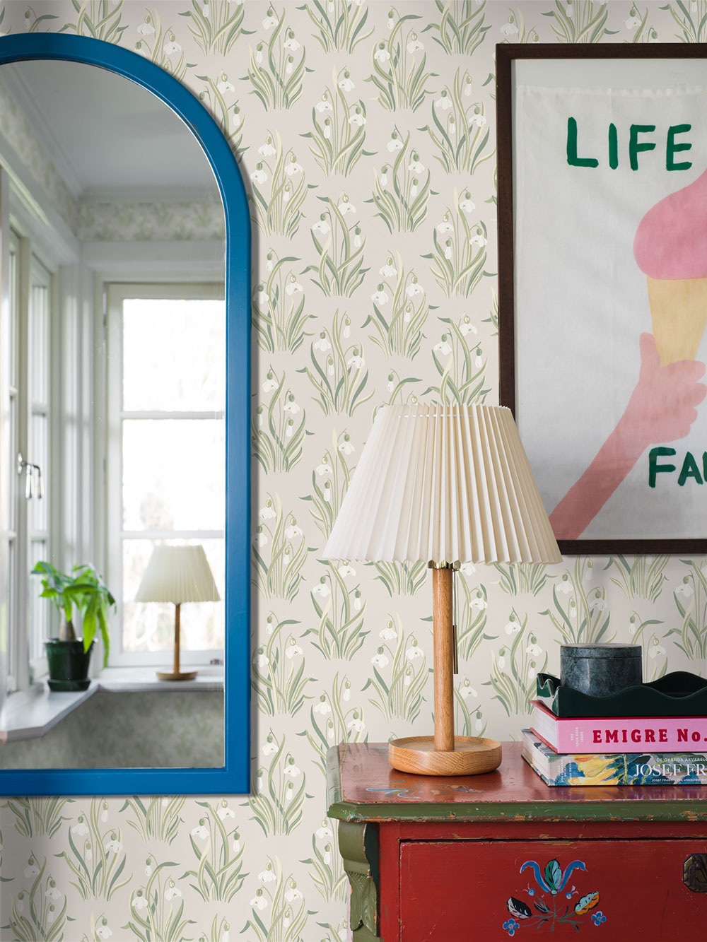 Wallpaper, beige, flowers, snowdrops, 4835, New Heritage, Borastapeter