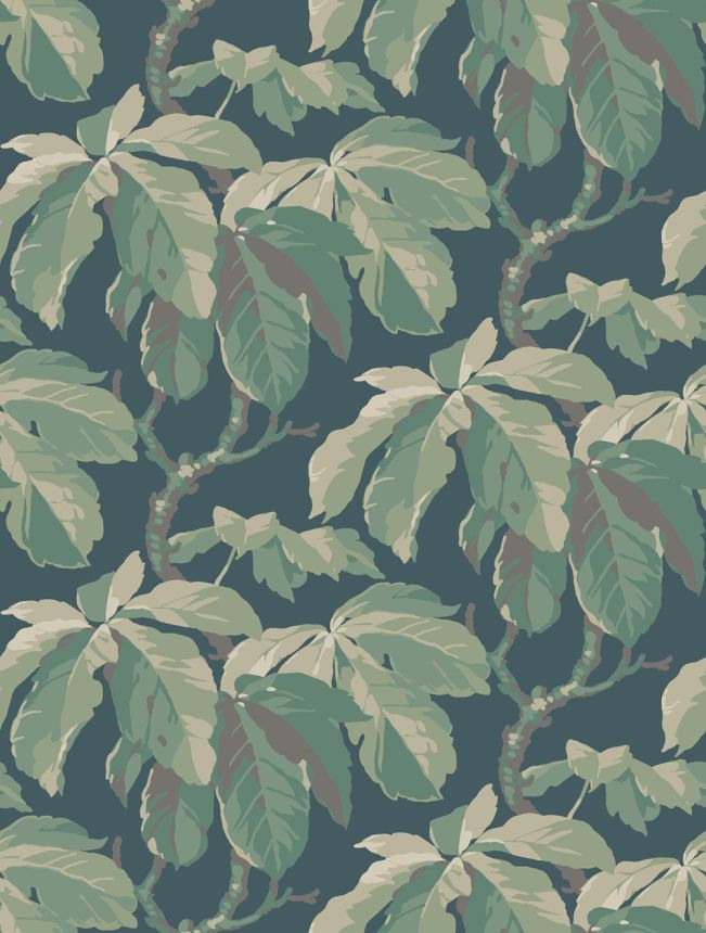Wallpaper, turquoise, leaves, 4838, New Heritage, Borastapeter