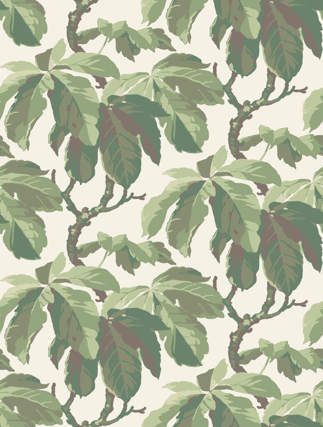 Wallpaper, white, leaves, 4839, New Heritage, Borastapeter