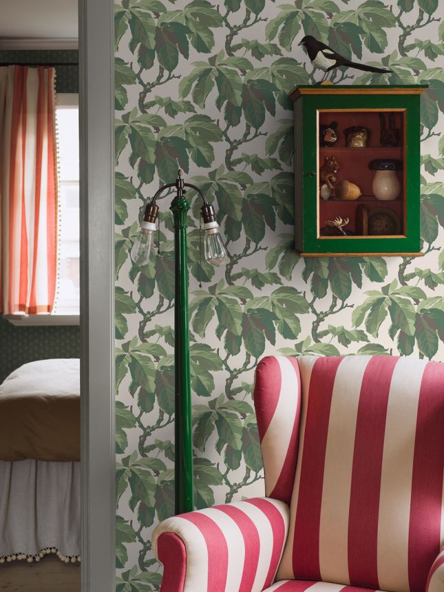 Wallpaper, white, leaves, 4839, New Heritage, Borastapeter