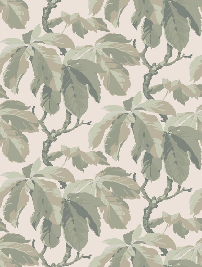 Wallpaper, grey-green, leaves, 4841, New Heritage, Borastapeter