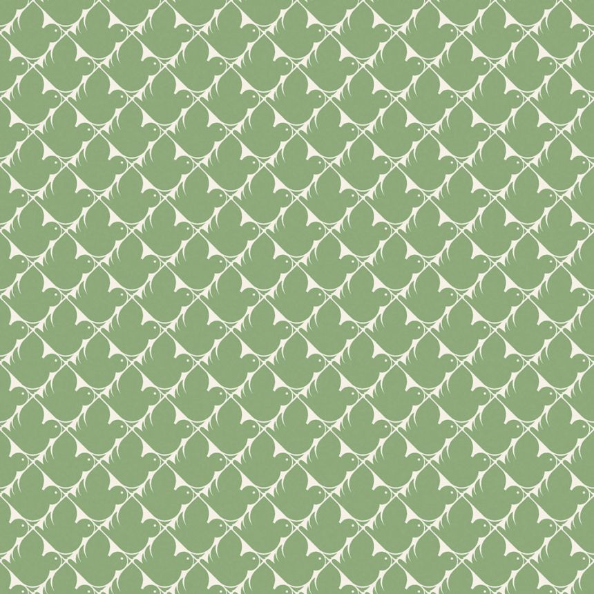 Wallpaper, green, birds, 4845, New Heritage, Borastapeter