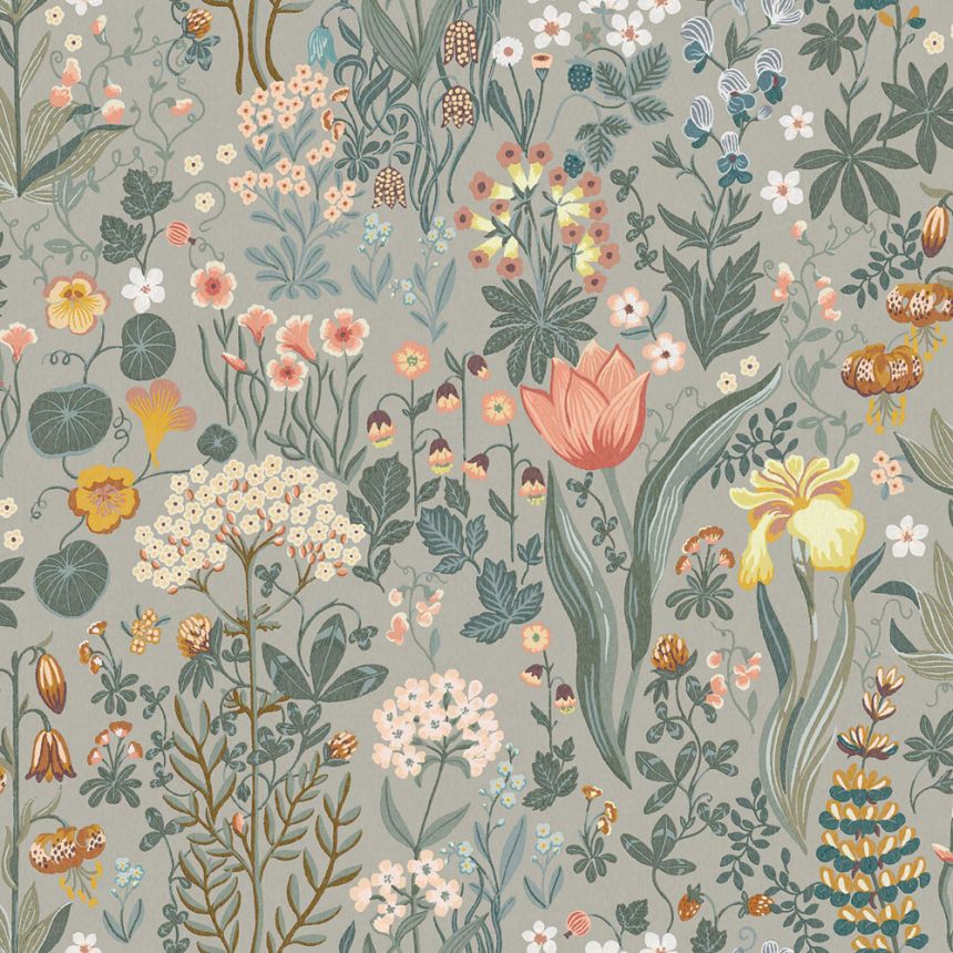 Grey wallpaper, flowers, 2054, Icons, Borastapeter