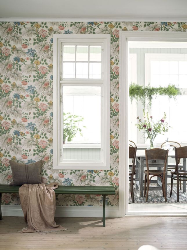 Wallpaper, cream, flowers, 7235, New Heritage, Borastapeter