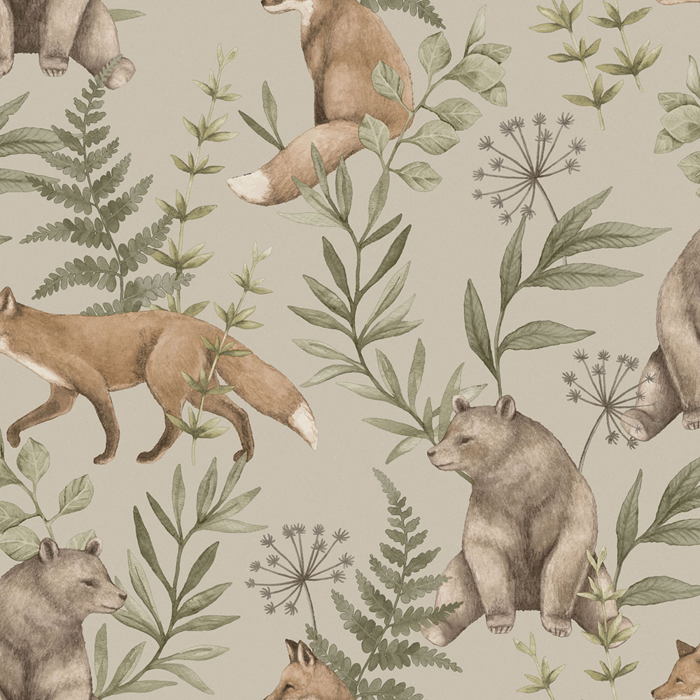 Wallpaper, grey-beige, animals, 6921, Newbie Wallpaper, Boråstapeter