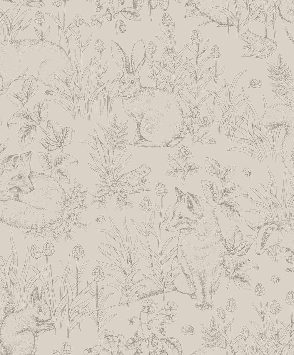 Wallpaper, grey-beige, animals, 6922, Newbie Wallpaper, Boråstapeter