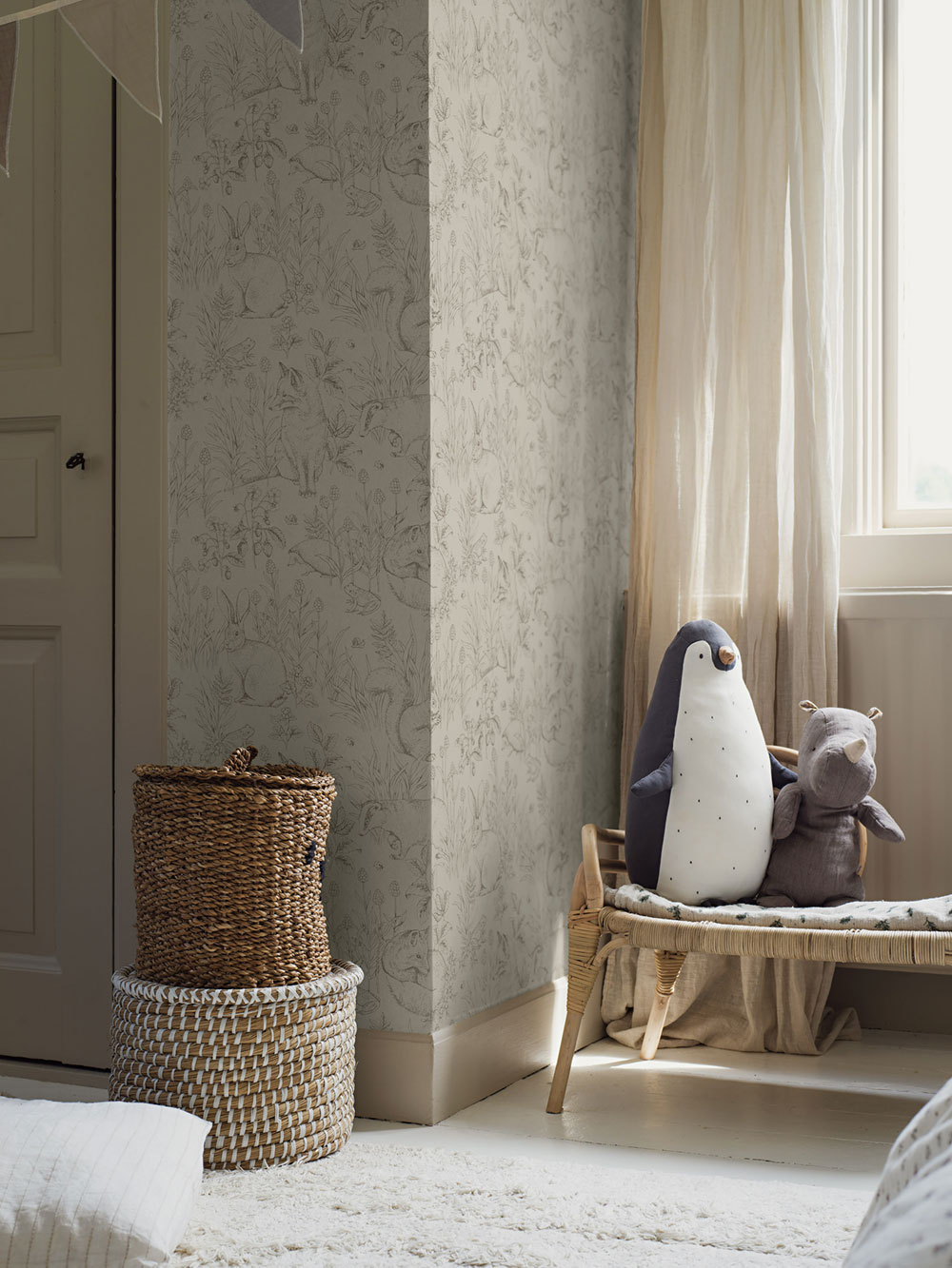 Wallpaper, grey-beige, animals, 6922, Newbie Wallpaper, Boråstapeter