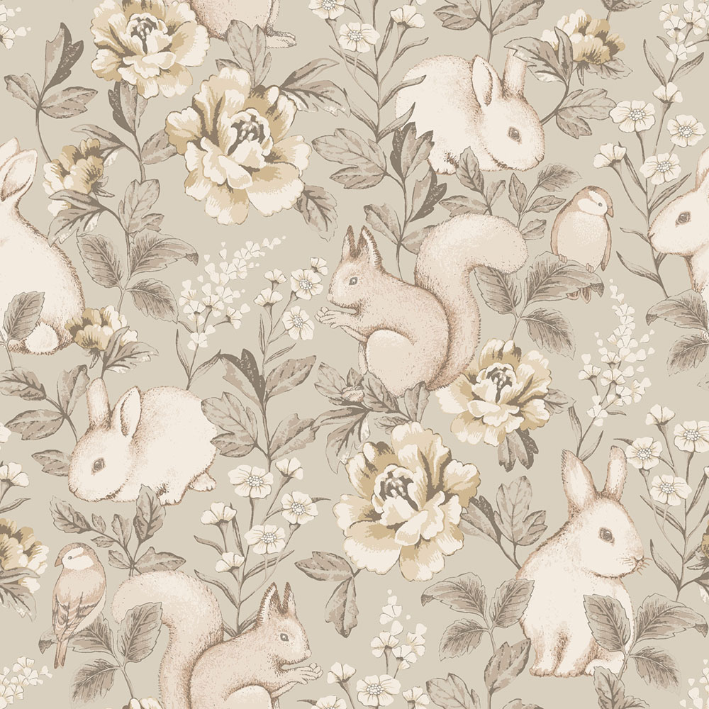 Wallpaper, beige, animals, 6933, Newbie Wallpaper, Boråstapeter