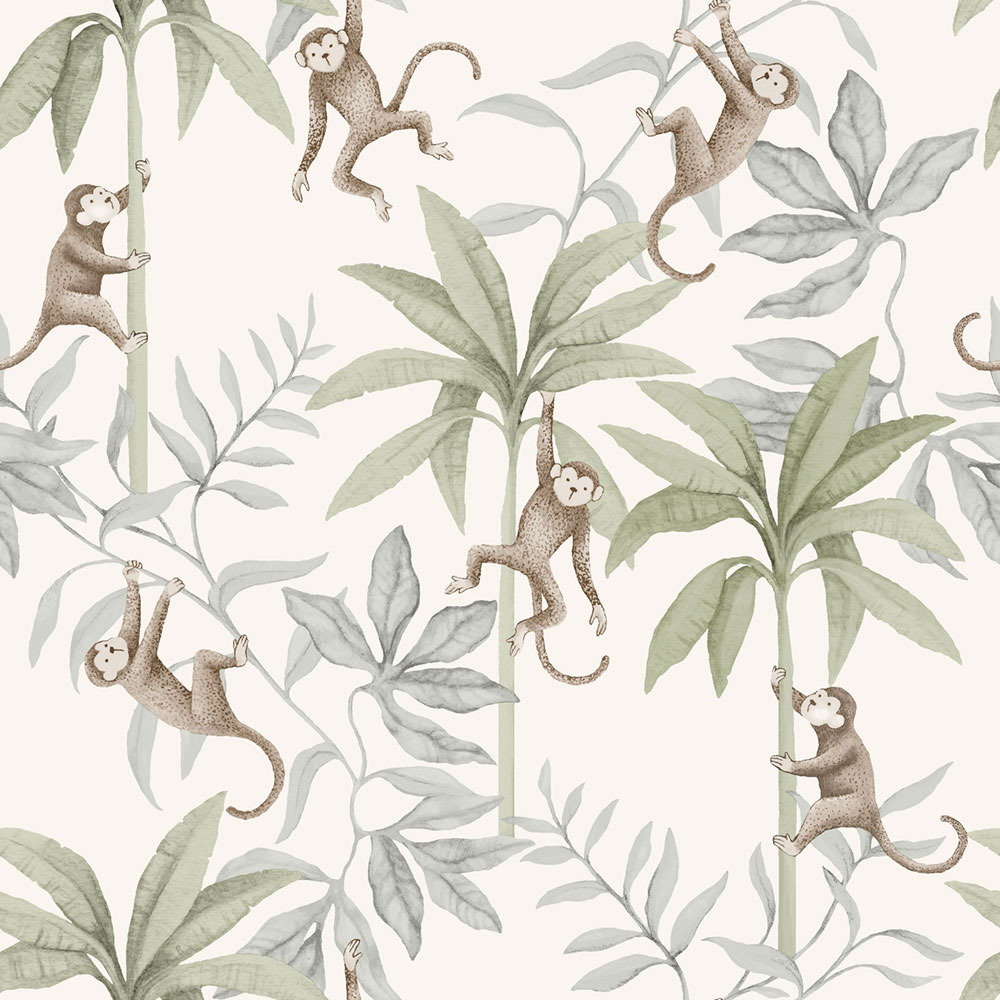 Wallpaper, white, jungle, monkeys, 6936, Newbie Wallpaper, Boråstapeter