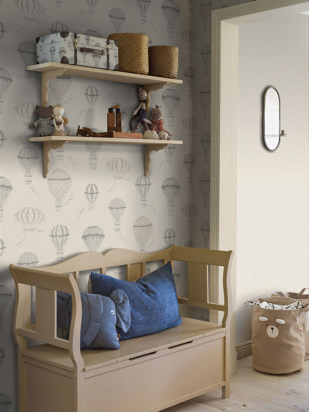 Wallpaper, grey-beige, balloons, 6941, Newbie Wallpaper, Boråstapeter