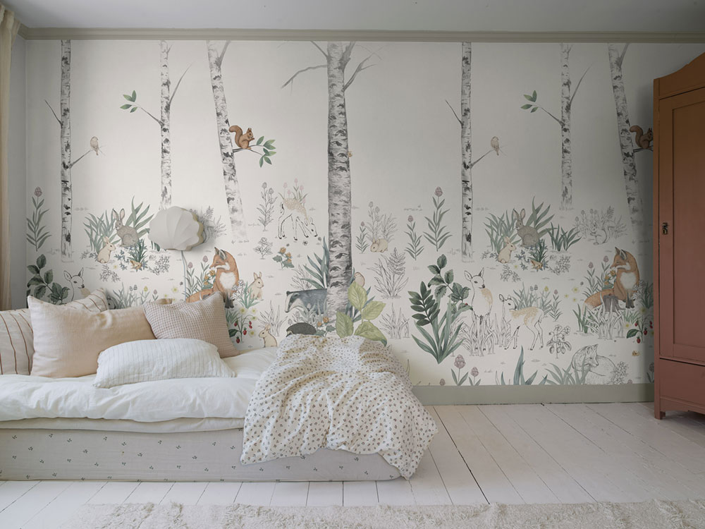 Mural wallpaper, forest animals, 7481, Newbie Wallpaper, Boråstapeter