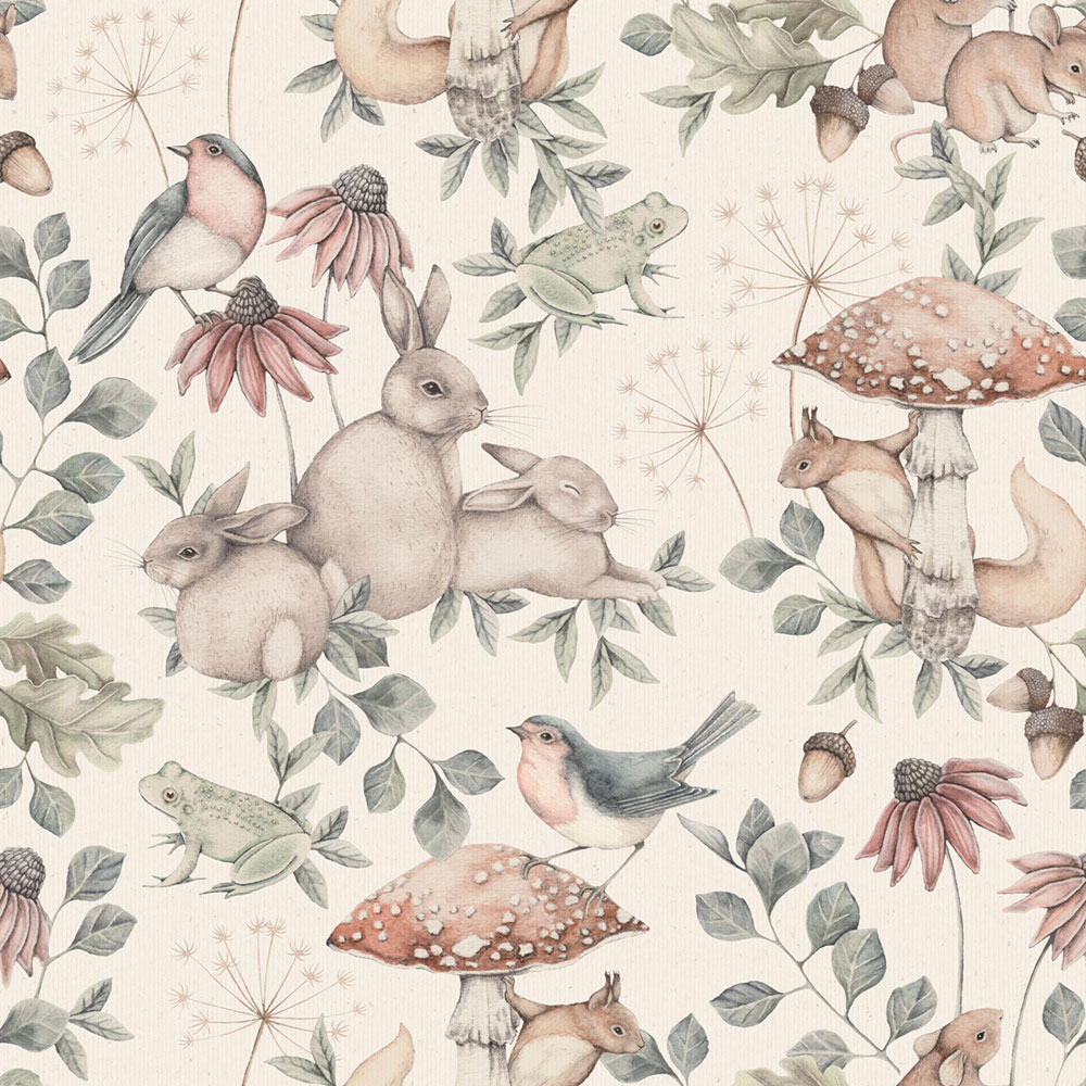 Wallpaper, cream, animals, 7483, Newbie Wallpaper, Boråstapeter