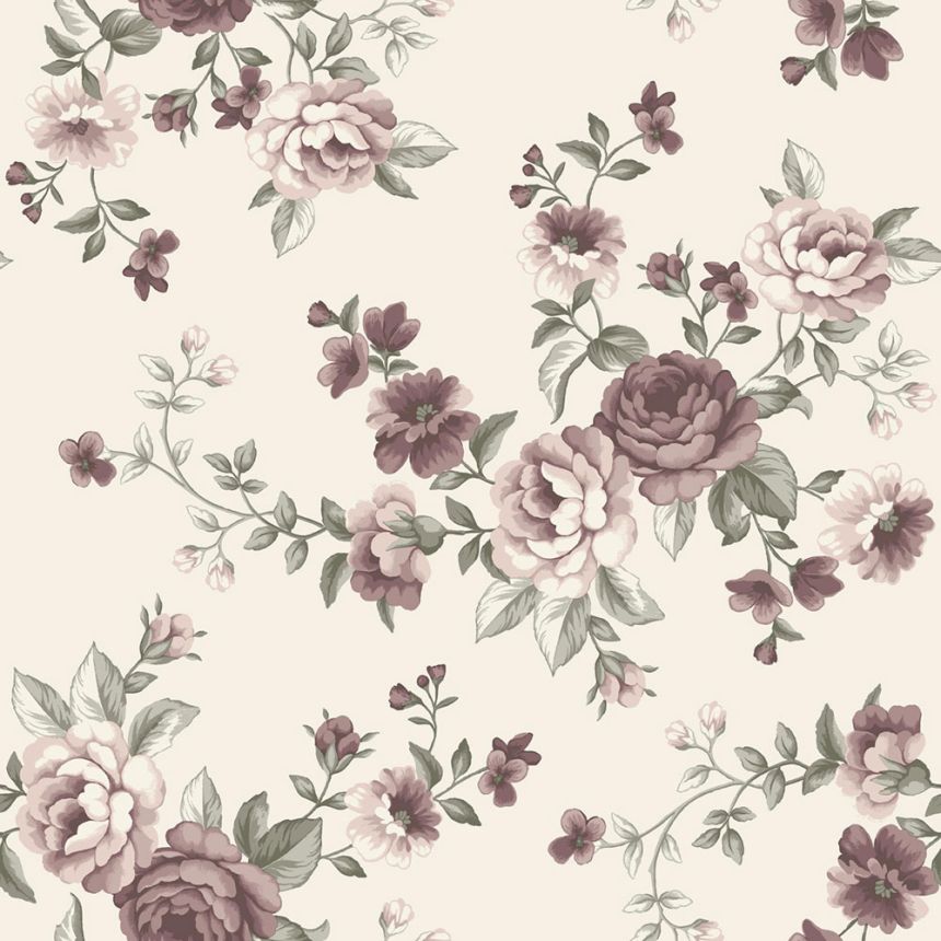 Wallpaper, cream, flowers, roses, 7485, Newbie Wallpaper, Boråstapeter