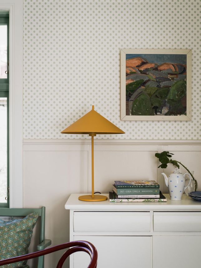 Wallpaper, white-green, flowers, 5809, Nordic Folk, Borastapeter