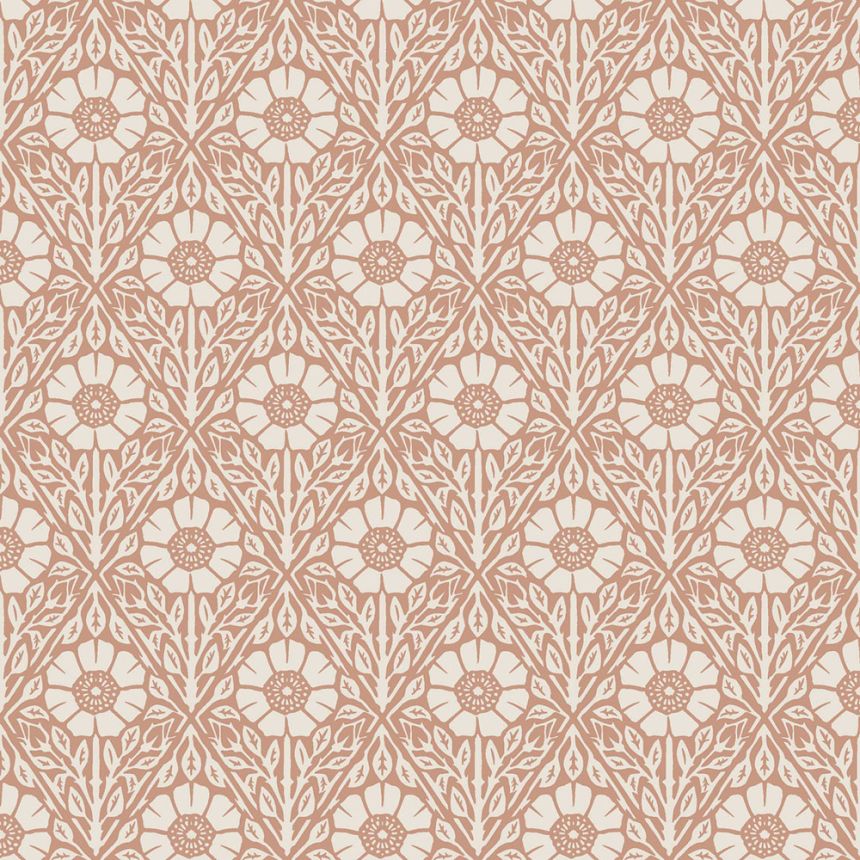 Wallpaper, brown-red, flowers, 5812, Nordic Folk, Borastapeter
