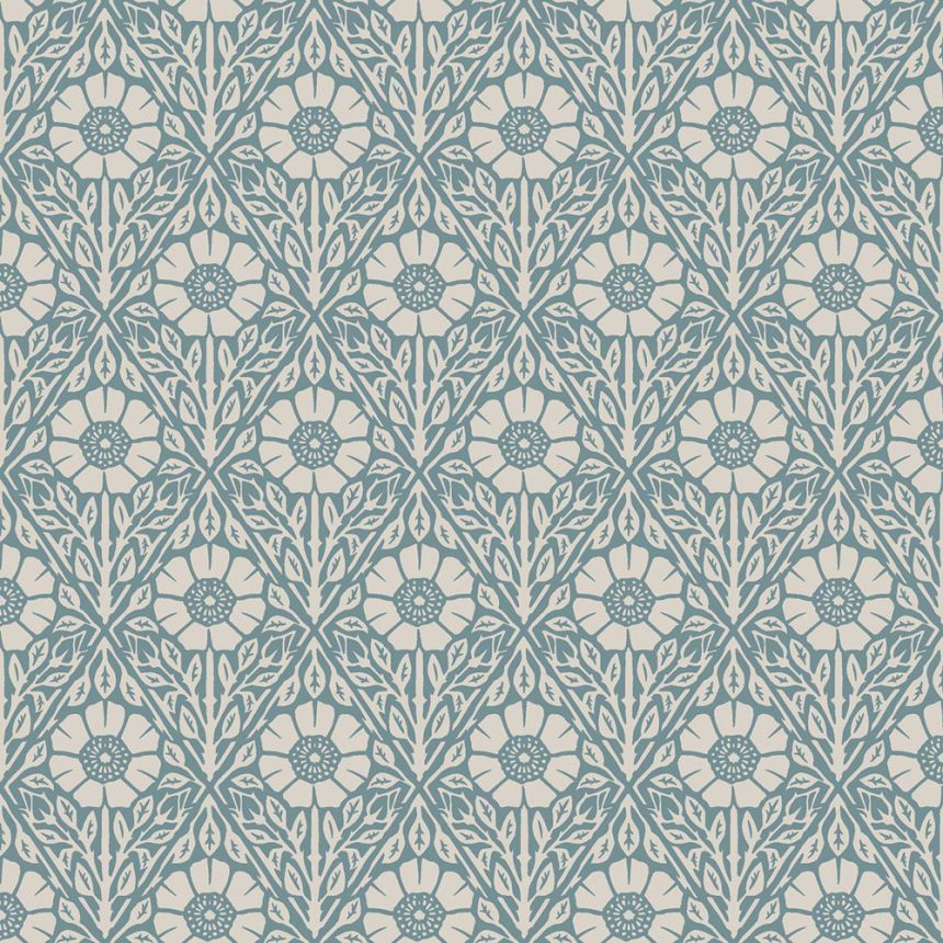Wallpaper, blue, flowers, 5813, Nordic Folk, Borastapeter
