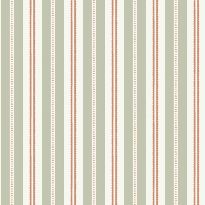 Wallpaper, green-red, stripes, 5819, Nordic Folk, Borastapeter