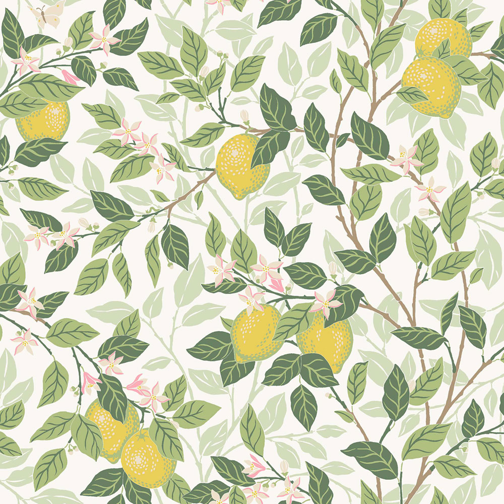 Wallpaper, white, lemon tree, 5702, Orangeri, Boråstapeter