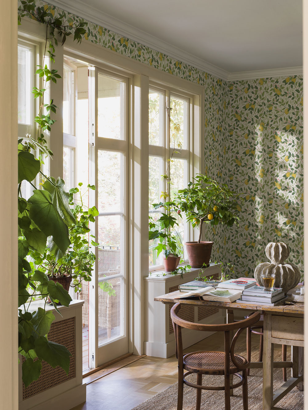 Wallpaper, white, lemon tree, 5702, Orangeri, Boråstapeter