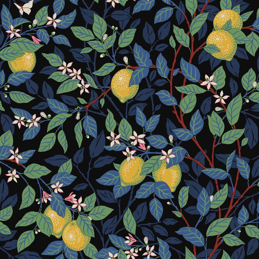 Wallpaper, black, lemon tree, 5703, Orangeri, Boråstapeter
