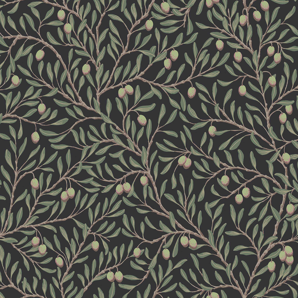 Wallpaper, black, olive tree, 5706, Orangeri, Boråstapeter