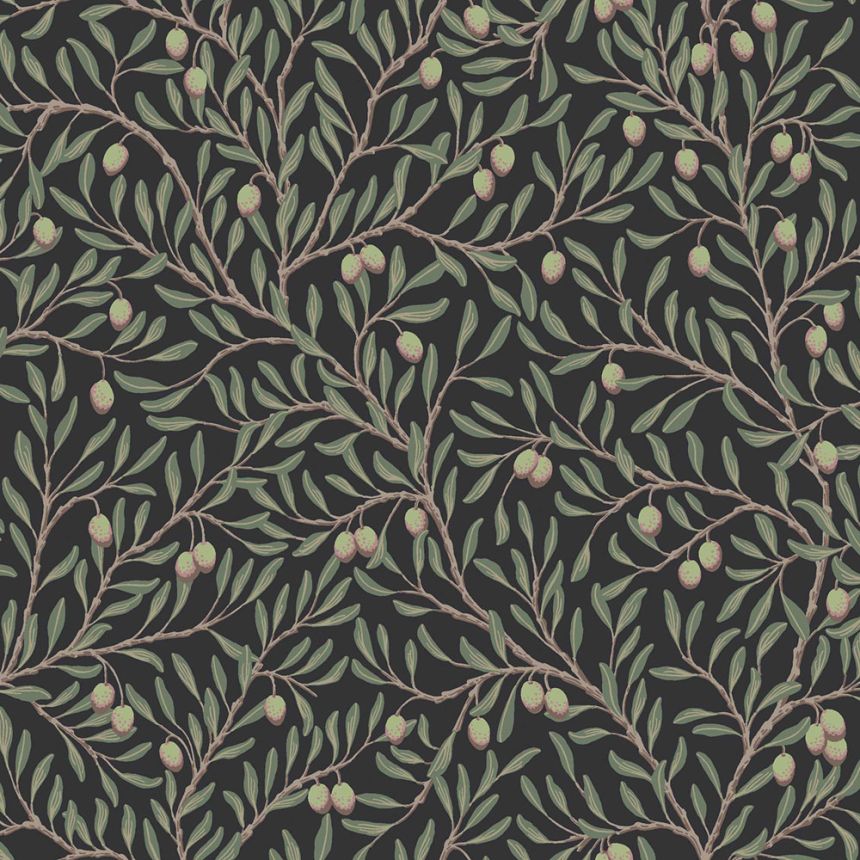 Wallpaper, black, olive tree, 5706, Orangeri, Boråstapeter