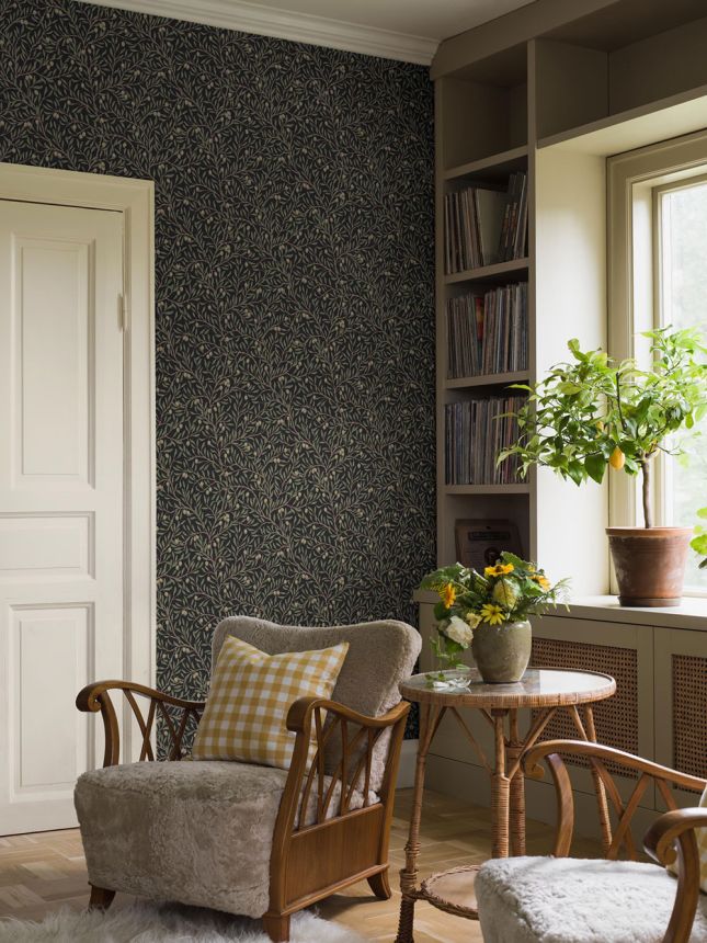 Wallpaper, black, olive tree, 5706, Orangeri, Boråstapeter