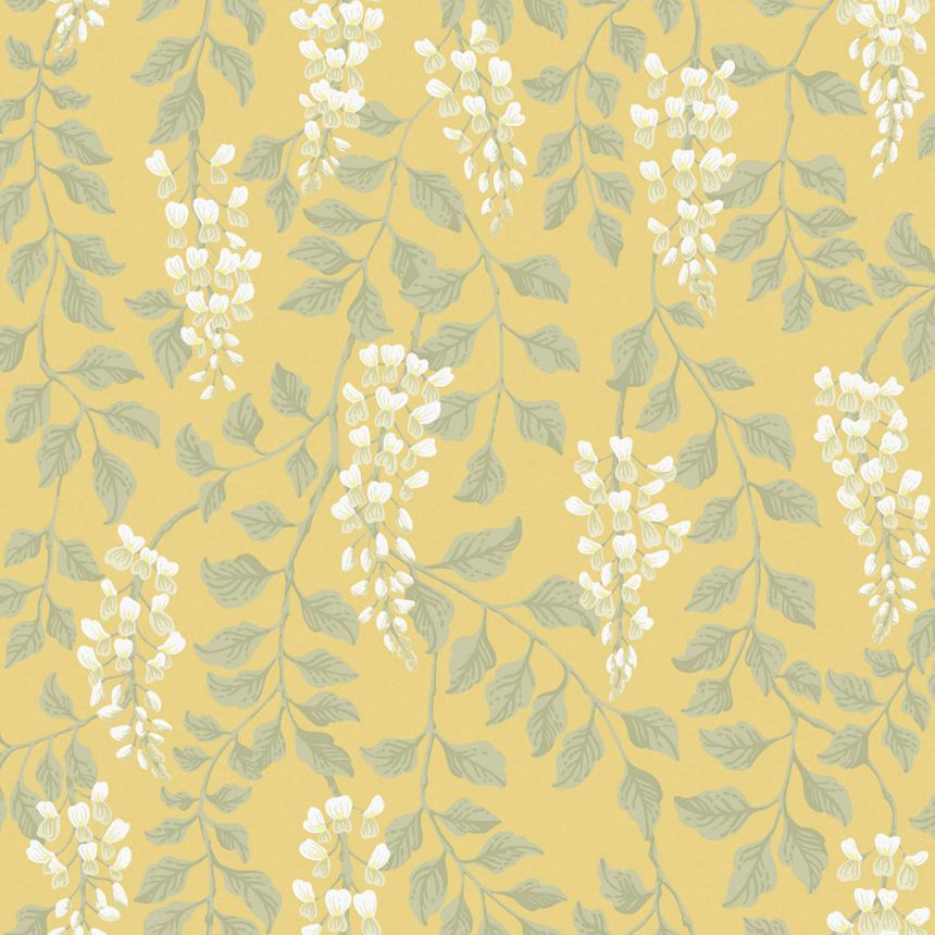 Wallpaper, yellow, wisteria flowers, 5709, Orangeri, Boråstapeter