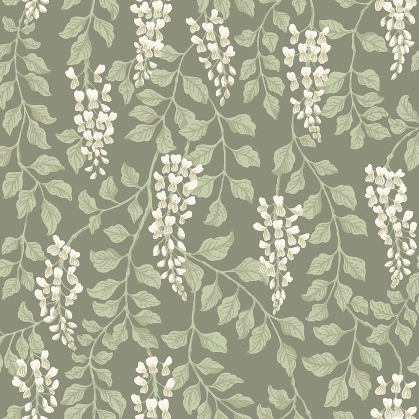 Wallpaper, green, wisteria flowers, 5710, Orangeri, Boråstapeter