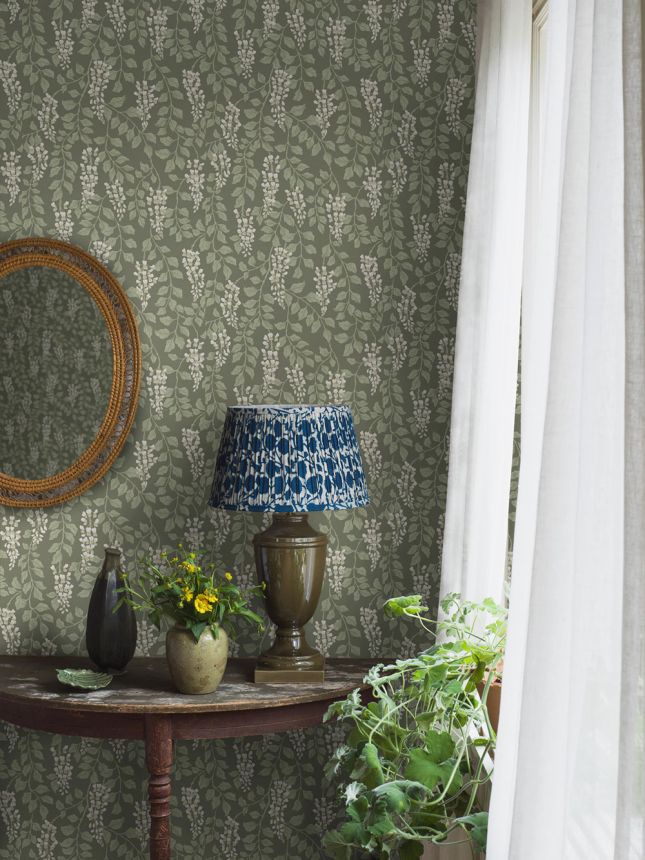 Wallpaper, green, wisteria flowers, 5710, Orangeri, Boråstapeter