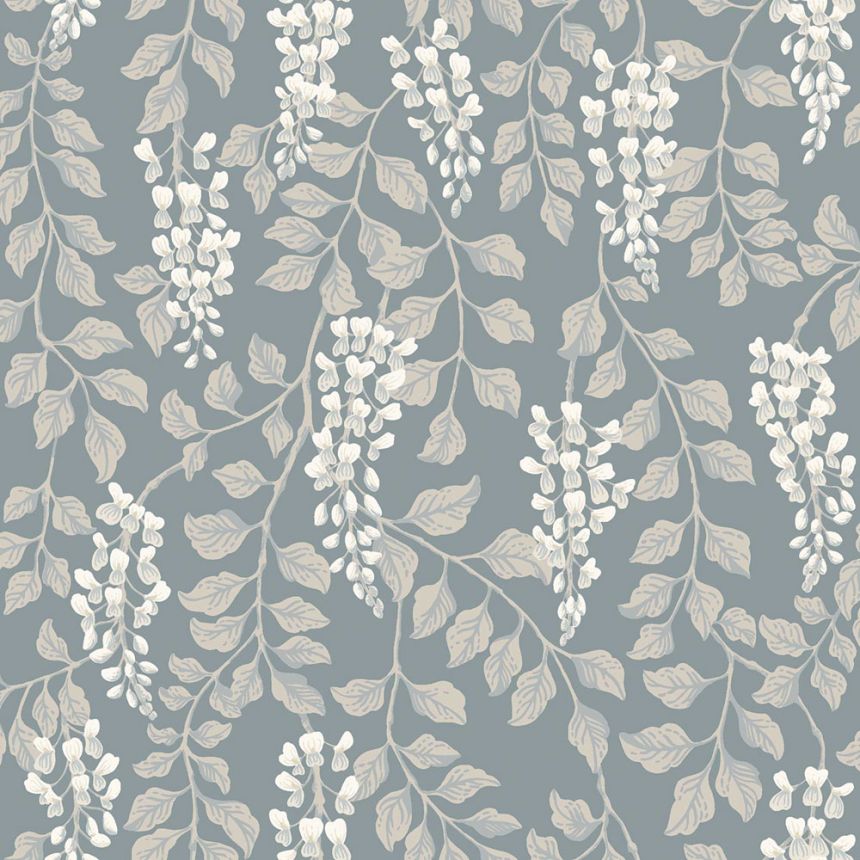 Wallpaper, blue, wisteria flowers, 5711, Orangeri, Boråstapeter