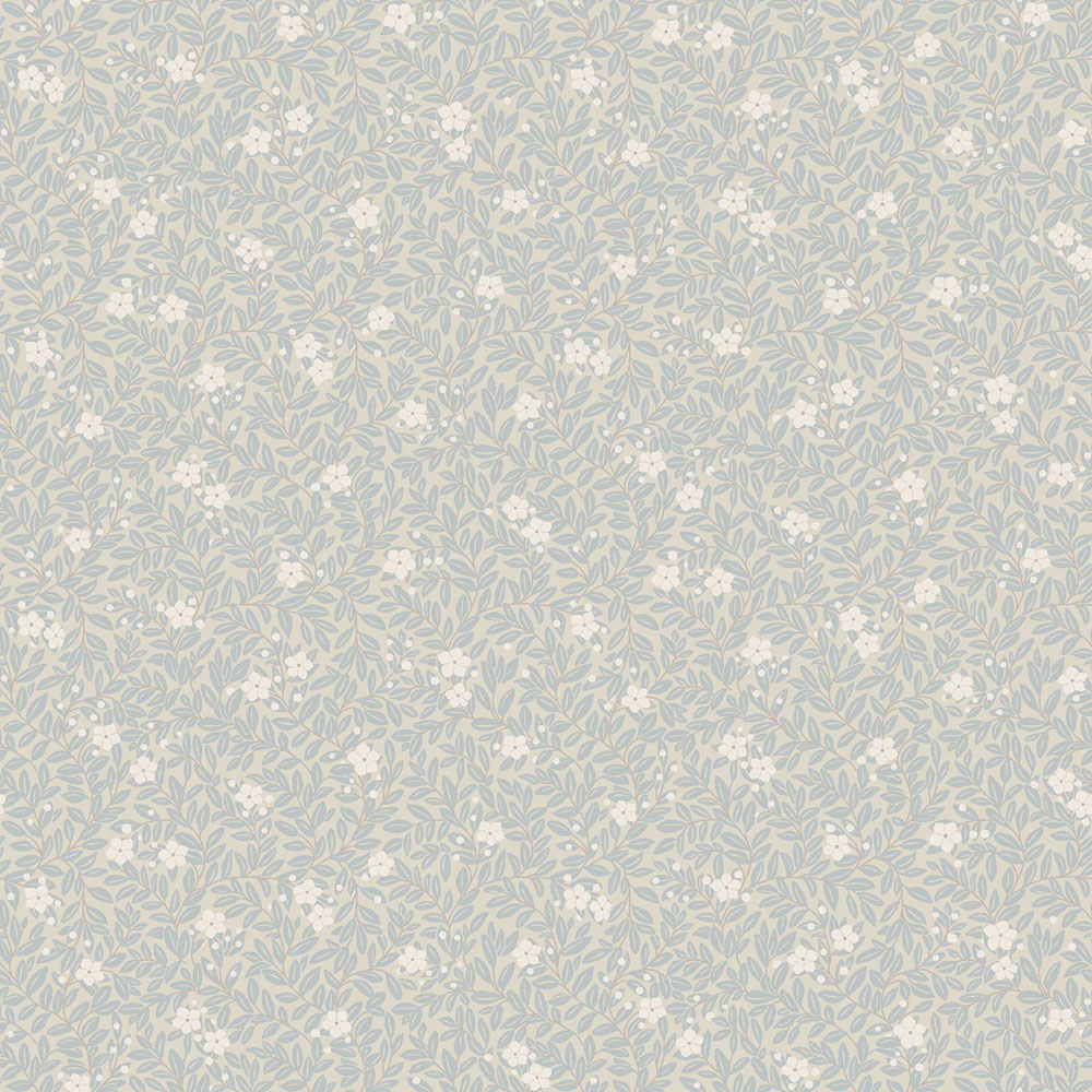 Wallpaper, blue, flowers, leaves, 5714, Orangeri, Boråstapeter