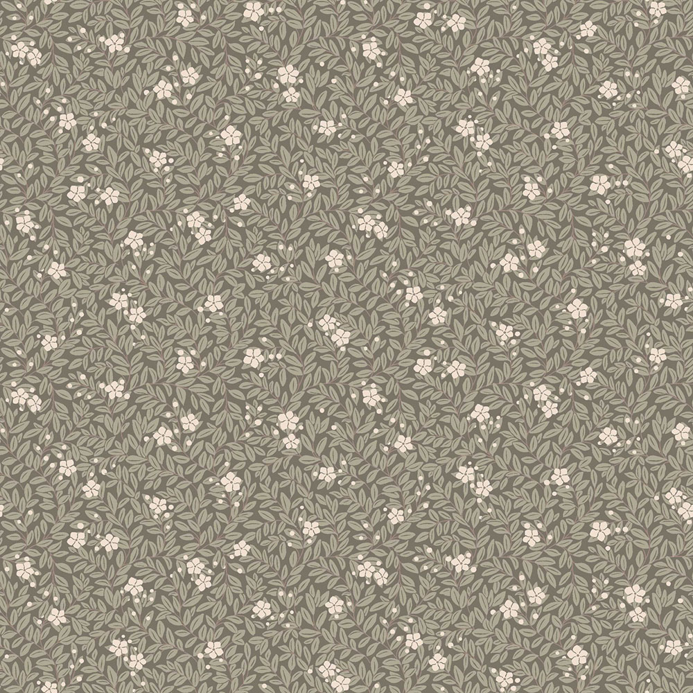 Wallpaper, khaki, flowers, leaves, 5715, Orangeri, Boråstapeter