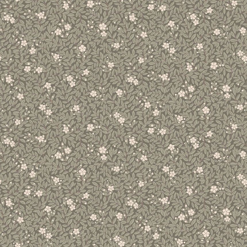 Wallpaper, khaki, flowers, leaves, 5715, Orangeri, Boråstapeter